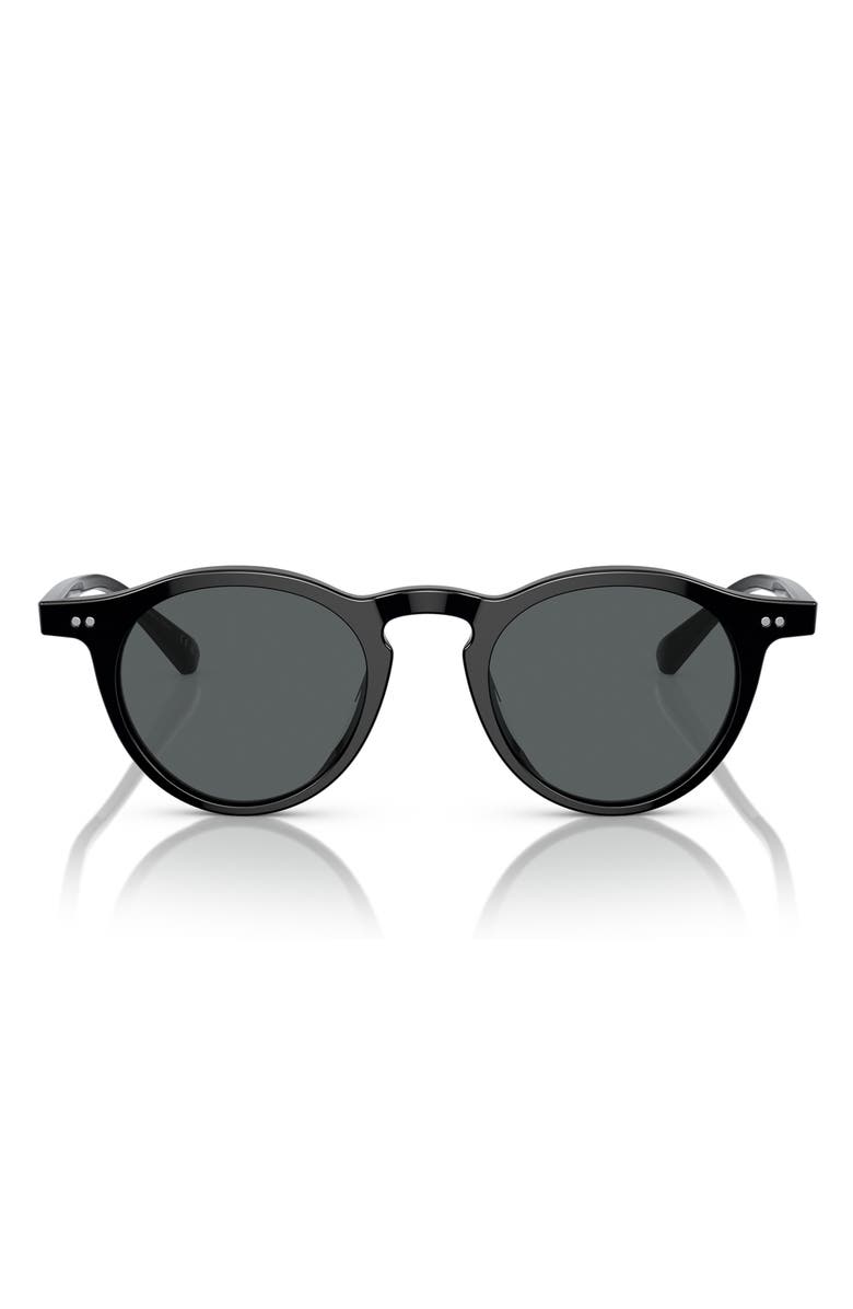 Oliver Peoples 47mm Small Polarized Round Sunglasses, Alternate, color, Black / Midnight Express Polar