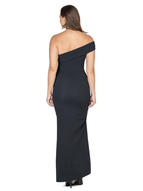 24seven Comfort Apparel Formal One Shoulder Rouched Mermaid Maxi Dress In Blue