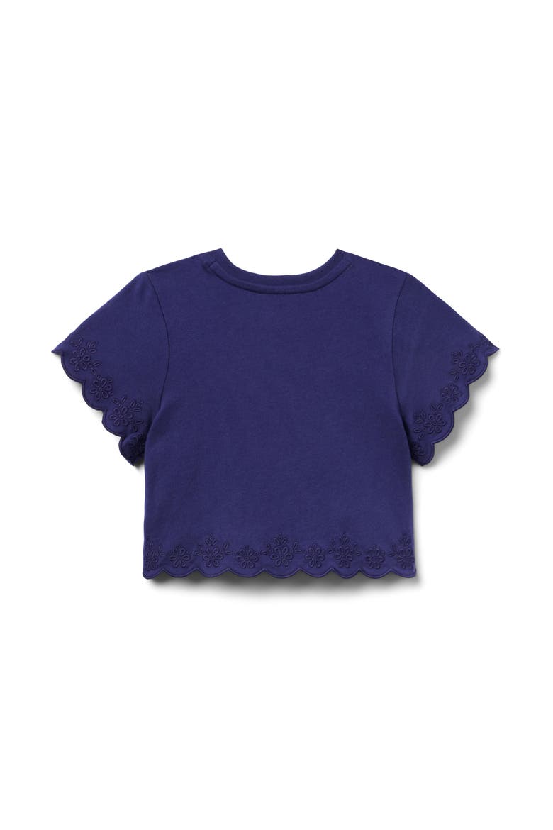 Embroidered Eyelet Trim Top(Toddler, Little Kid, Big Kid), Alternate, color, Blue