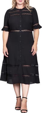 Standards 
Practices Lace Inset Georgette Midi Dress