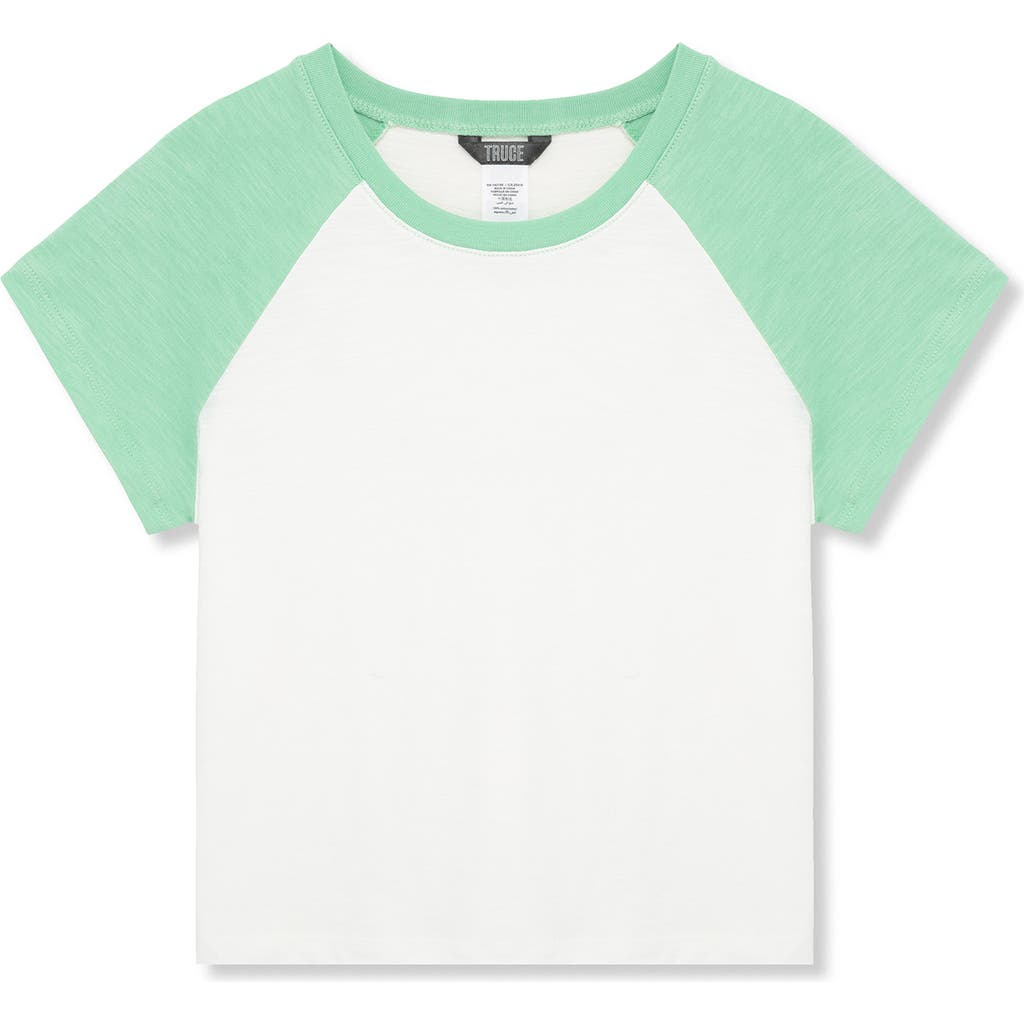 Shop Truce Kids' Colorblock Cotton T-shirt In Light Green