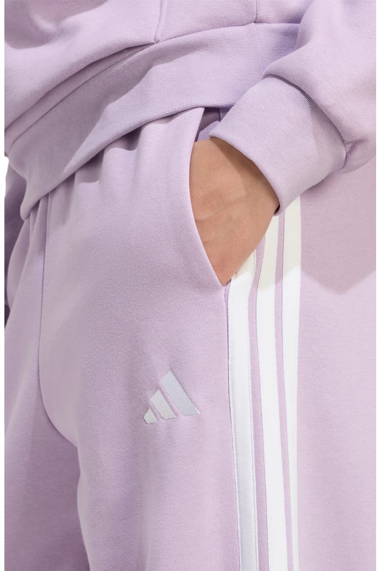 3-Stripes Fleece Sweatpants, Alternate, color, POWDER PLUM/ WHITE