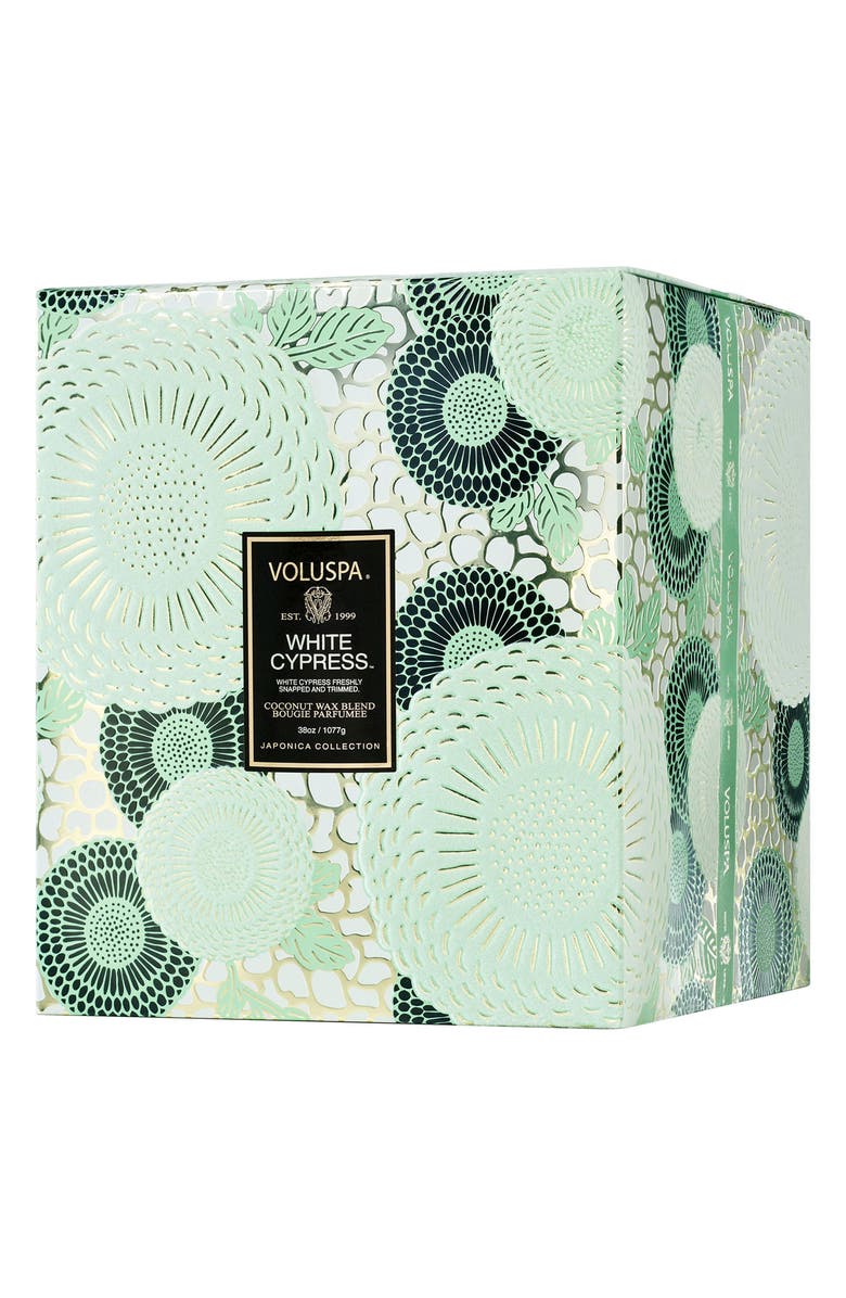 Voluspa White Cypress Three-Wick Hearth Candle, Alternate, color,