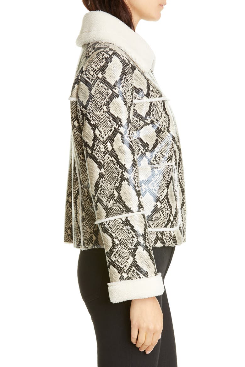 Maj Teddy Faux Fur & Snake Print Bonded Jacket, Alternate, color, NATURALSNAKE