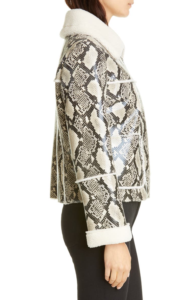 Stand Studio Maj Teddy Faux Fur & Snake Print Bonded Jacket, Alternate, color, 