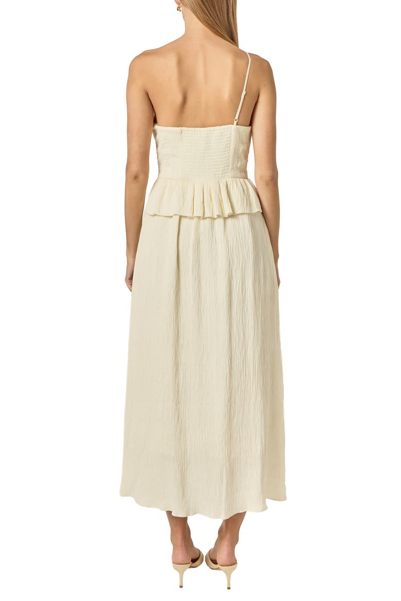 Pleated Ruffle Strapless Maxi Dress, Alternate, color, IVORY