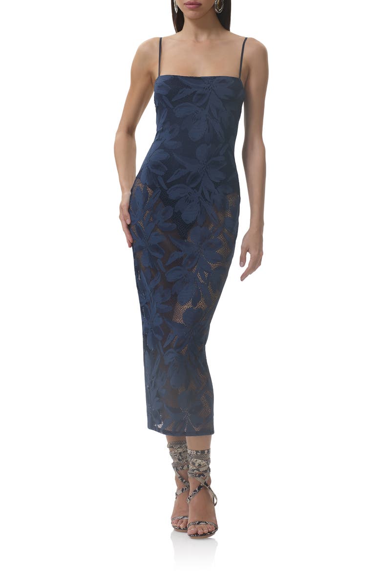 Marsaille Lace Midi Sundress, Alternate, color, BLACK IRIS