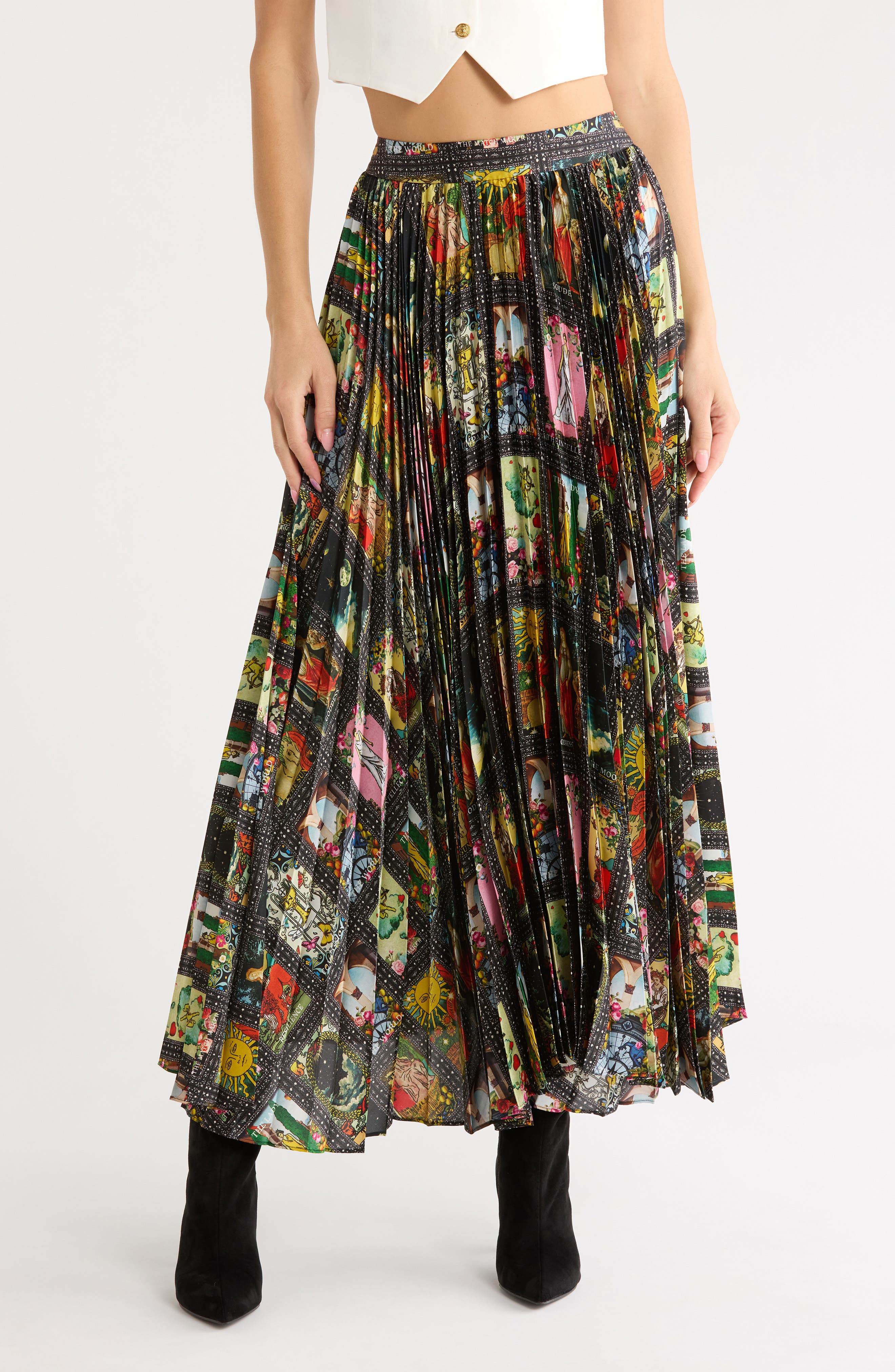 Katz Sunburst Pleated Maxi Skirt