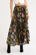 ALICE + OLIVIA Katz Sunburst Pleated Maxi Skirt