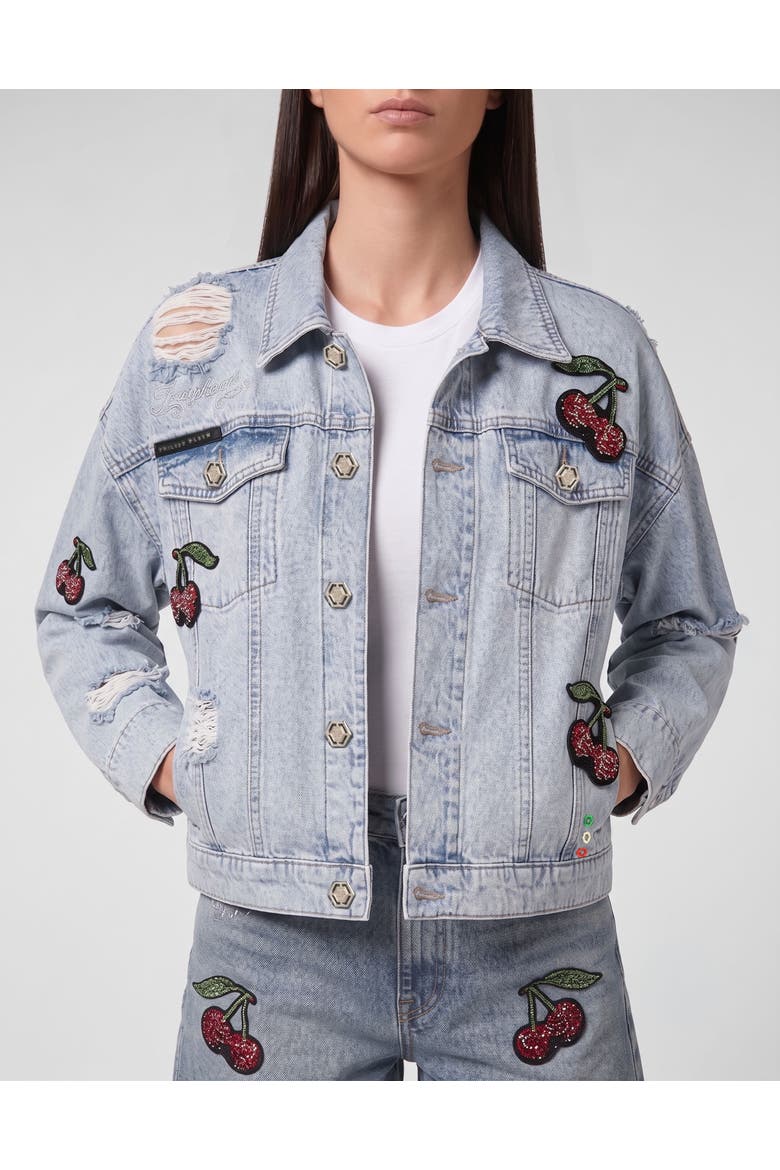 Denim Regular Jacket Cherrylicious Women, Main, color, Sky Wash