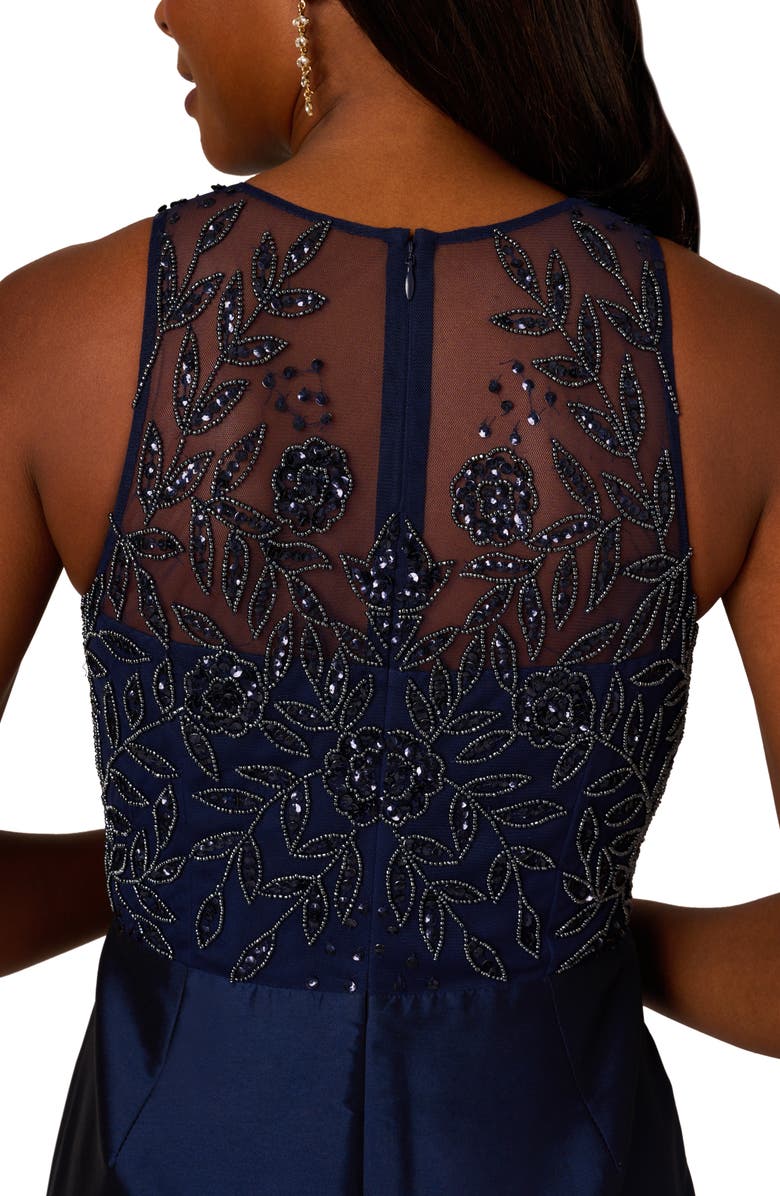 Adrianna Papell Beaded Mesh & Taffeta Ballgown, Alternate, color, 