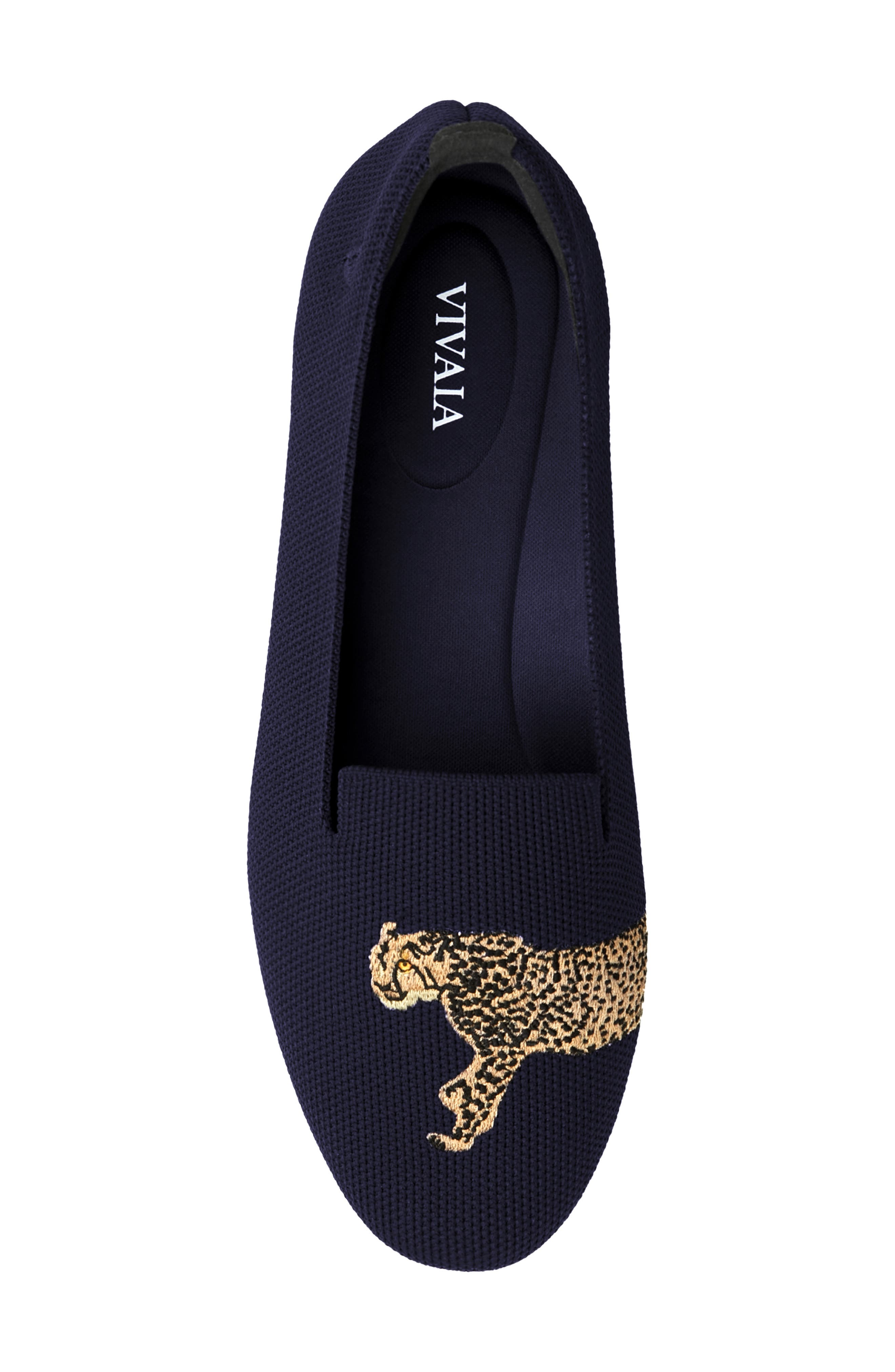 Audrey Round-Toe Embroidered Loafers, Alternate, color, BLACK CHEETAH