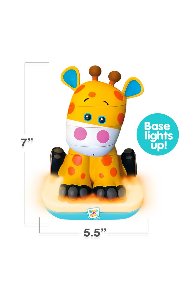 Stack-a-Roos Stackaroos Pals Baby Giraffe Lights & Sounds, 5 Piece Stacking Animal Tower, Alternate, color, Multicolored