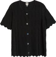 Anne Klein Pointelle Short Sleeve Cardigan