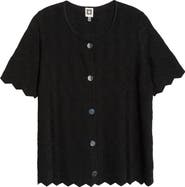 Anne Klein Pointelle Short Sleeve Cardigan