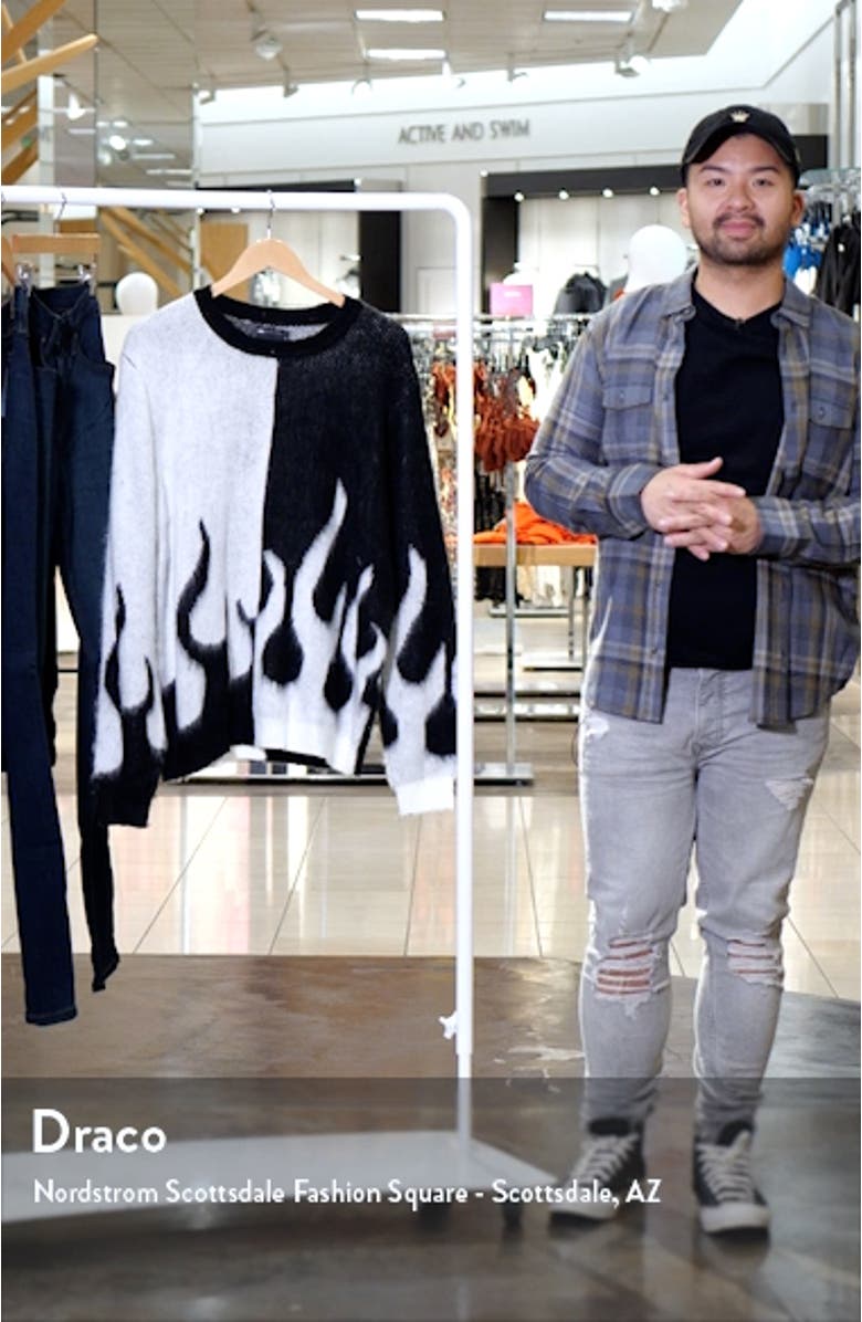 Oversize Fluffy Two-Tone Flame Jacquard Sweater, sales video thumbnail