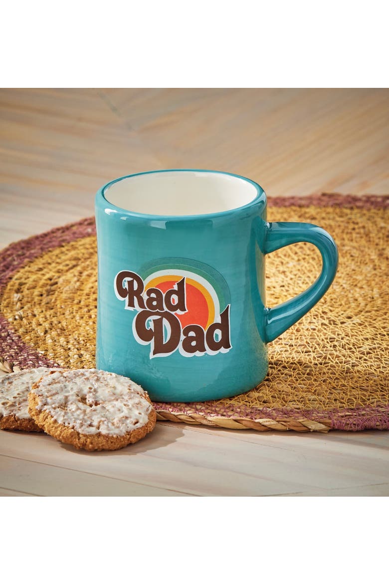 Rad Dad Diner Mug Earthenware Multi 12 oz 3.45x3.45x3.9 in, Alternate, color, Blue