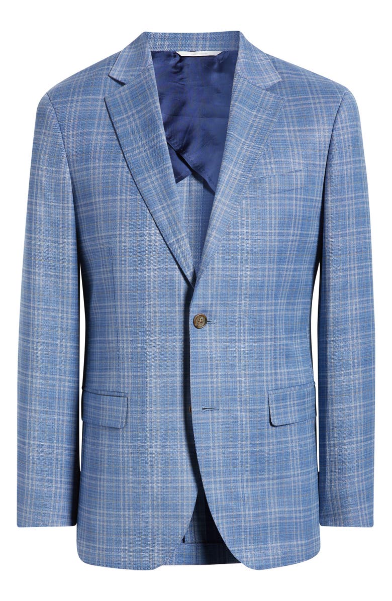 Nordstrom Henrik Trim Fit Light Blue Plaid Wool Sport Coat, Alternate, color, Blue Azure Check