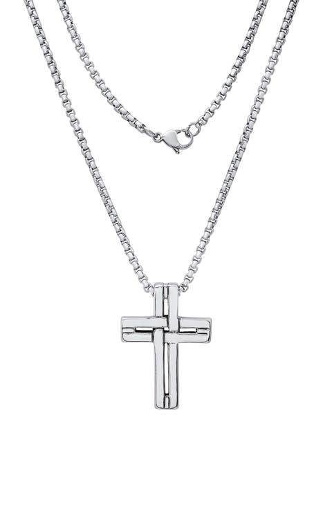 Men's Stainless Steel Interlocking Cross Pendant Necklace