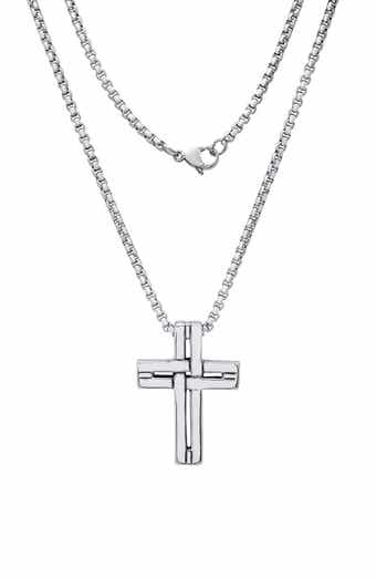 Men's Stainless Steel Interlocking Cross Pendant Necklace