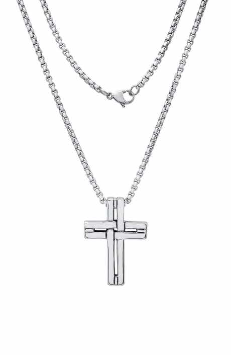 Men's Stainless Steel Interlocking Cross Pendant Necklace