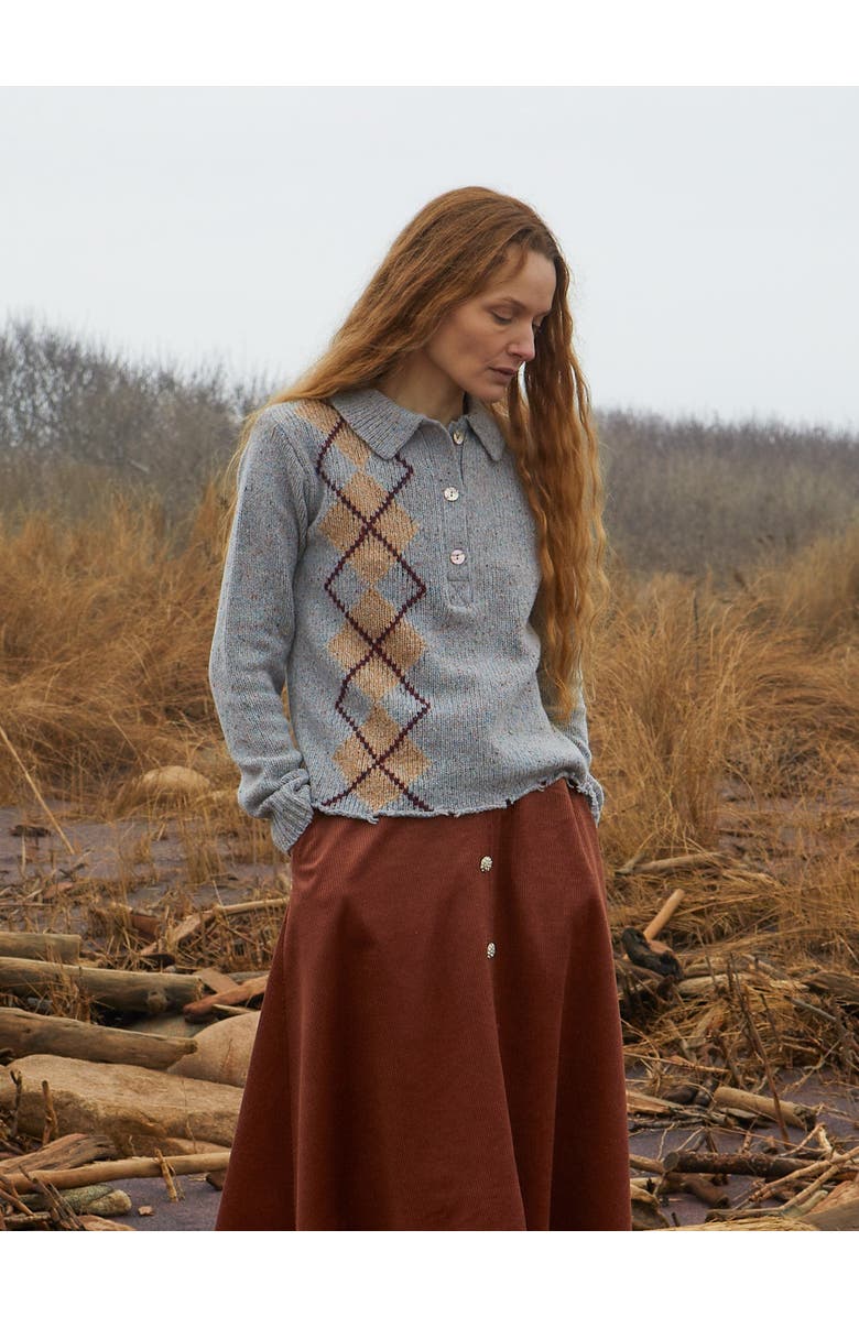 Lingua Franca Lee Tweed Argyle Polo Shirt, Alternate, color,