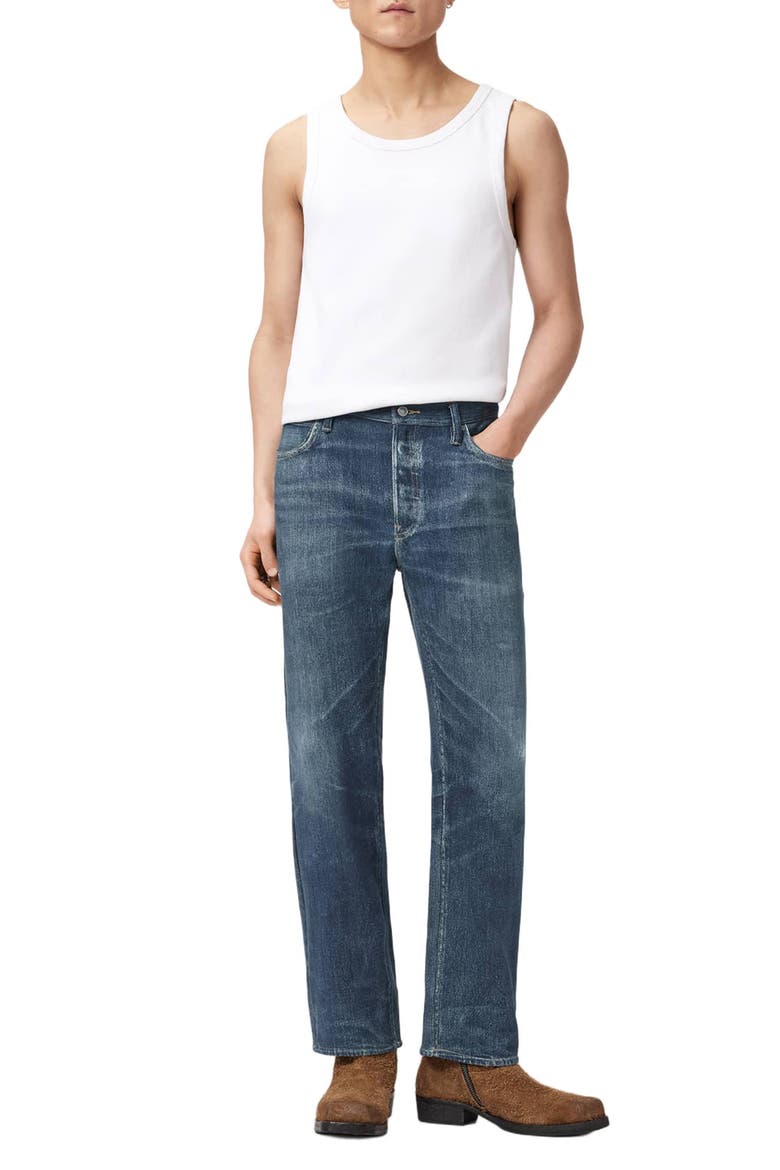 Bead Straight Leg Illusion Organic Cotton Trousers, Alternate, color, ILLUSION INDIGO