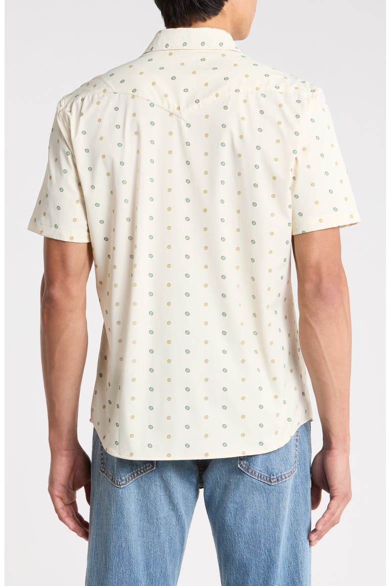 El Ranchero Neat Medallion Short Sleeve Stretch Snap-Up Western Shirt, Alternate, color, PEYOTE BUTTON