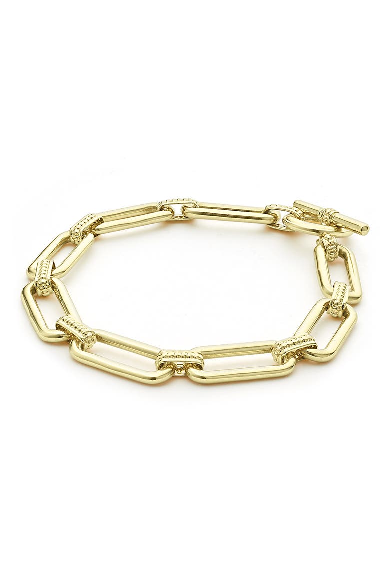 Signature Caviar Smooth Link Toggle Bracelet, Main, color, GOLD