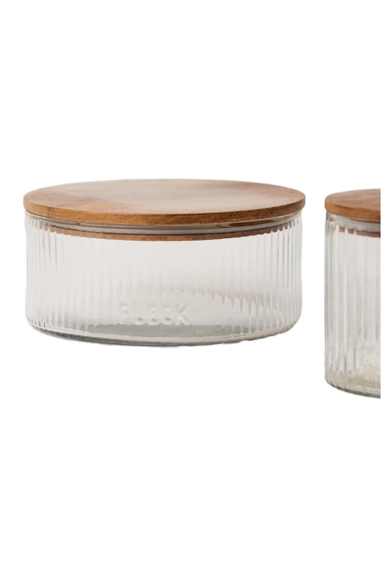 Fluted Glass Storage Jars Set of 3, Alternate, color, Clear