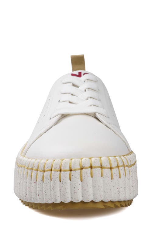 National Comfort Leather Sneaker In White/mustard Leather