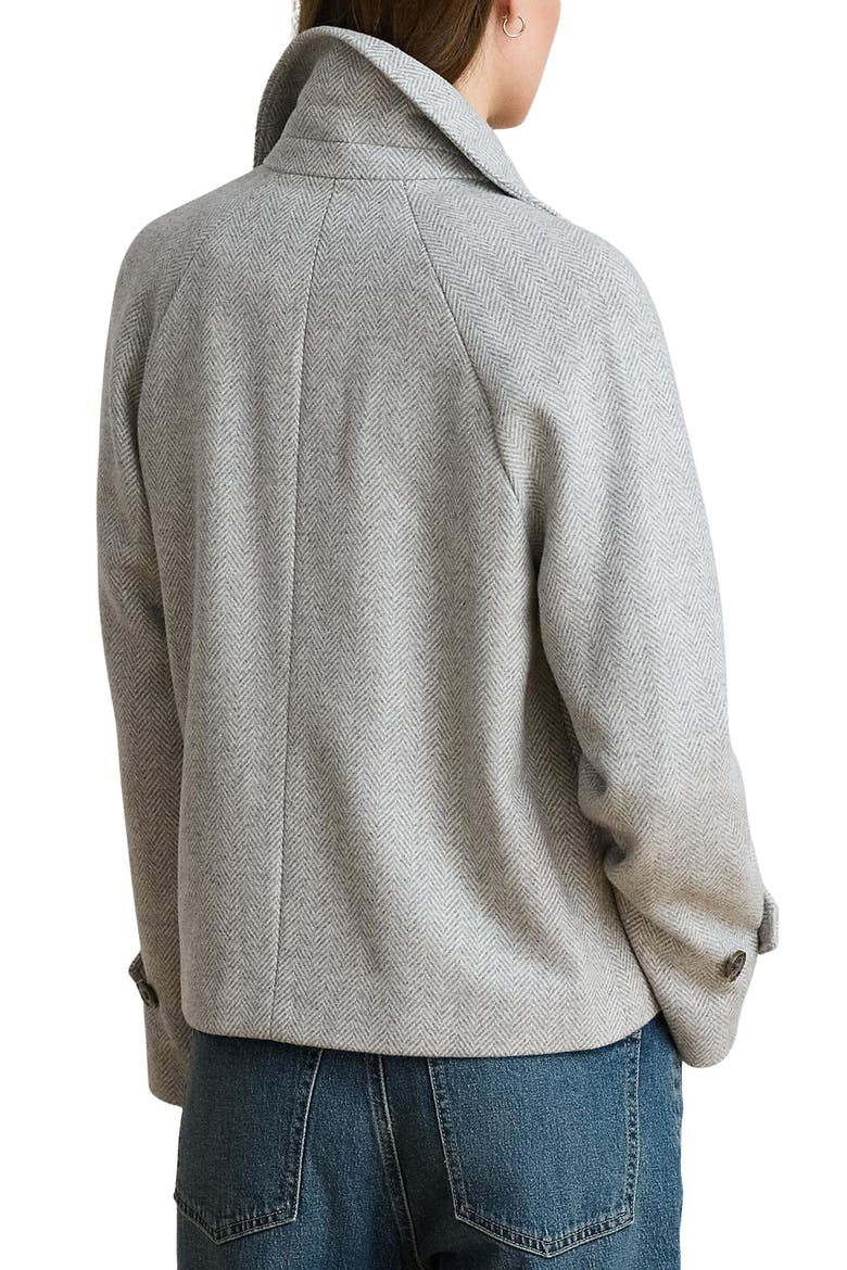 Double Breasted Wool Blend Crop Coat, Alternate, color, CREAM/ GREY HERRINGBONE