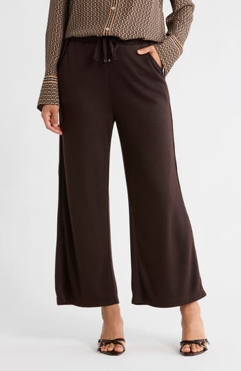 Max Studio Crop Drawstring Pants In Brown