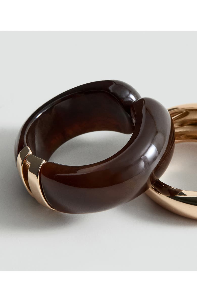 MANGO Set of 2 Volume Bracelets, Alternate, color, Gold/ Brown