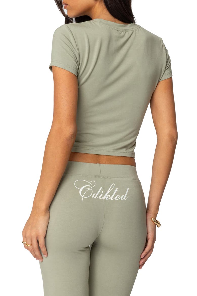 So Edikted Graphic Baby Tee, Alternate, color, OLIVE