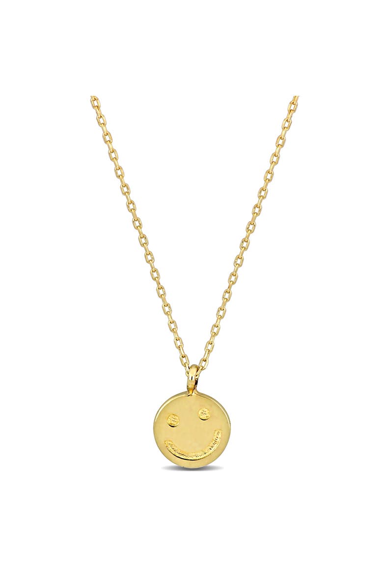 14k Yellow Gold Pendant Necklace, Main, color, Smiley Face