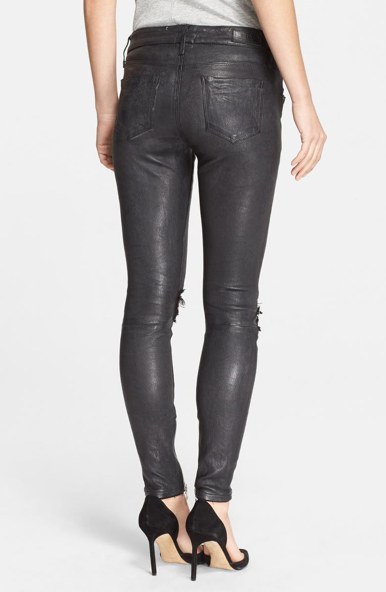 RtA 'Dylan' Destroyed Leather Skinny Pants, Alternate, color, 