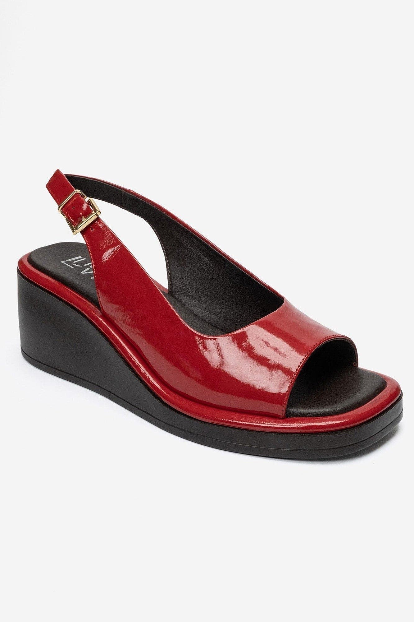Orlena Leather Platform Wedge Sandal, Alternate, color, Red