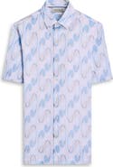 Bugatchi Vero Shaped Fit Geometric Print Short Sleeve Button-Up Shirt