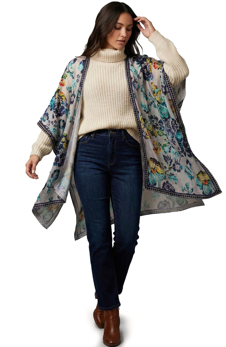 SAACHI Velvet Floral Ruana, Alternate, color, Blue