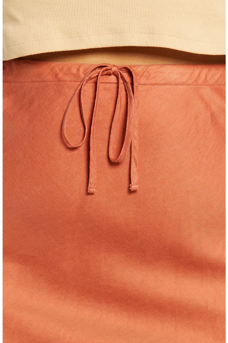 Linen Blend Drawstring Midi Skirt, Alternate, color, AFTERGLOW RED