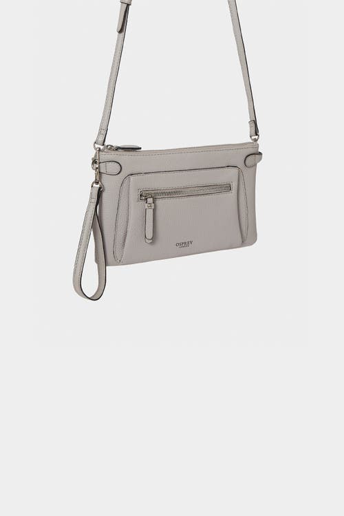 Osprey London The Ruby Leather Crossbody Bag In Gray