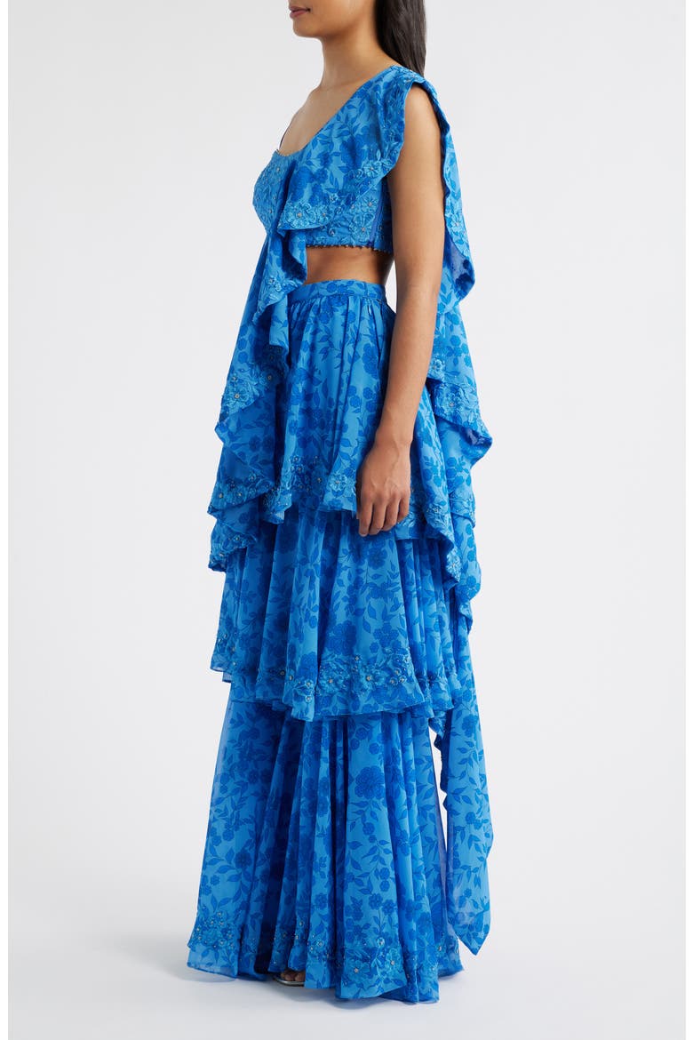 Zaina Choli, Dupatta & Palazzo Pants Set, Alternate, color, SAPPHIRE