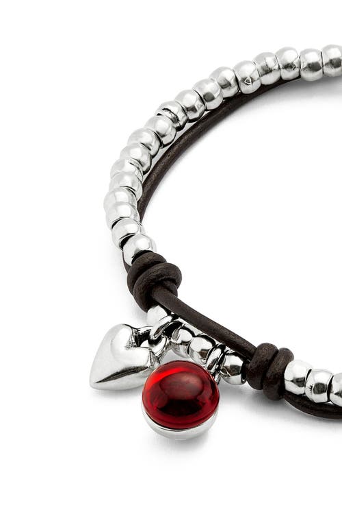 Unode50 Red Murano Bead Strap In Silver