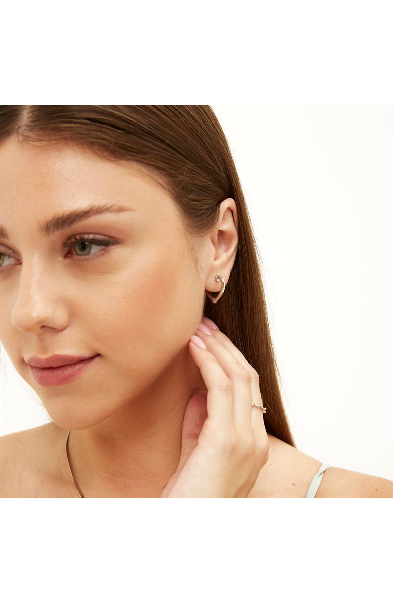 Spero London Sterling Silver Heart Hoop Earrings, Alternate, color, Silver