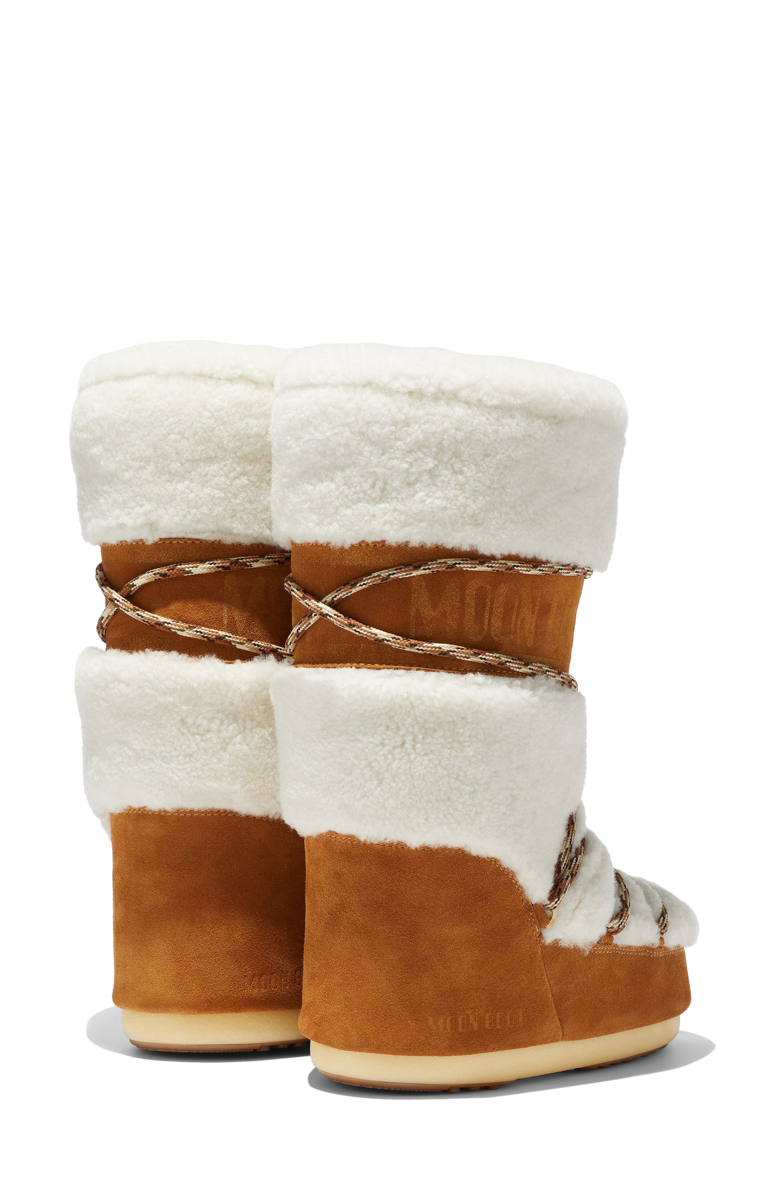 Moon Boot<sup
®</sup
 Icon Genuine Shearling Knee High Boot, Alternate, color, Whisky/ White