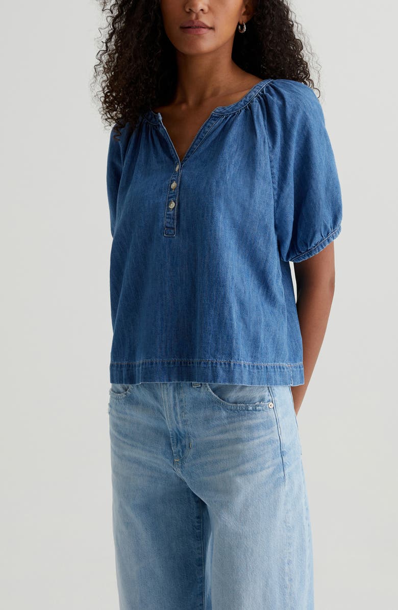 AG Holly Puff Sleeve Denim Shirt, Alternate, color, 