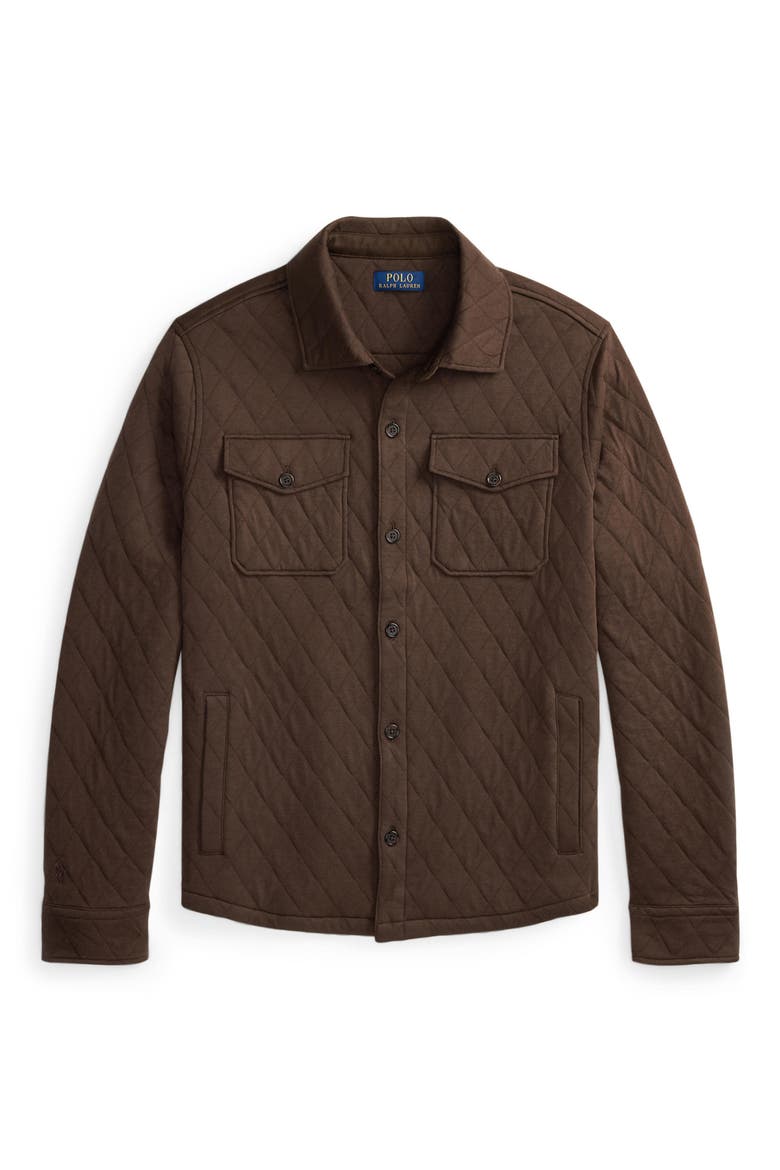 Quilted Jersey Knit Shirt Jacket, Alternate, color, NUTMEG BRW