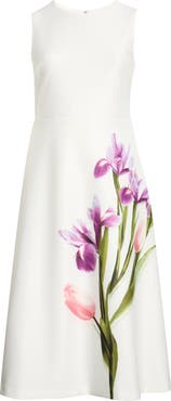 Anne Klein Placement Print Sleeveless Midi Dress