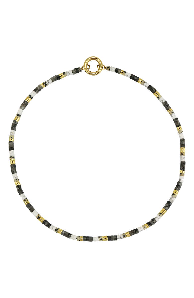 REBL Gender Inclusive Beaded Necklace, Main, color, Dark Brown/Gold